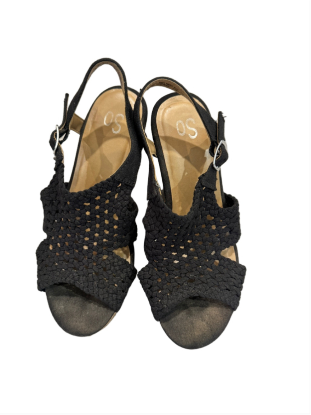 SO Taffy Black Heels Wedge Sandals